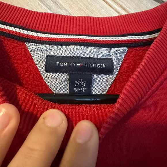 Tommy Hilfiger Kids Red & Blue Striped Sweater Embroidered Stripe - Picture 6 of 7